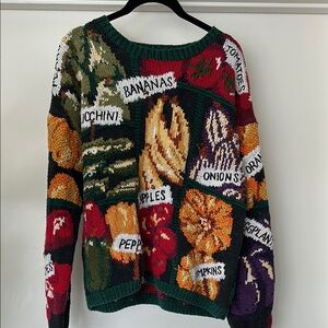 Vintage birch Bros by the Eagles Eye hand knit Vegetable Sweater, size M